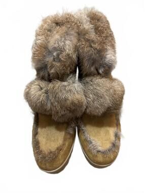 Coach Kataya Camel Suede Rabbit Fur Wedge Boots Womens Size 7 Winter Cozy Y2K